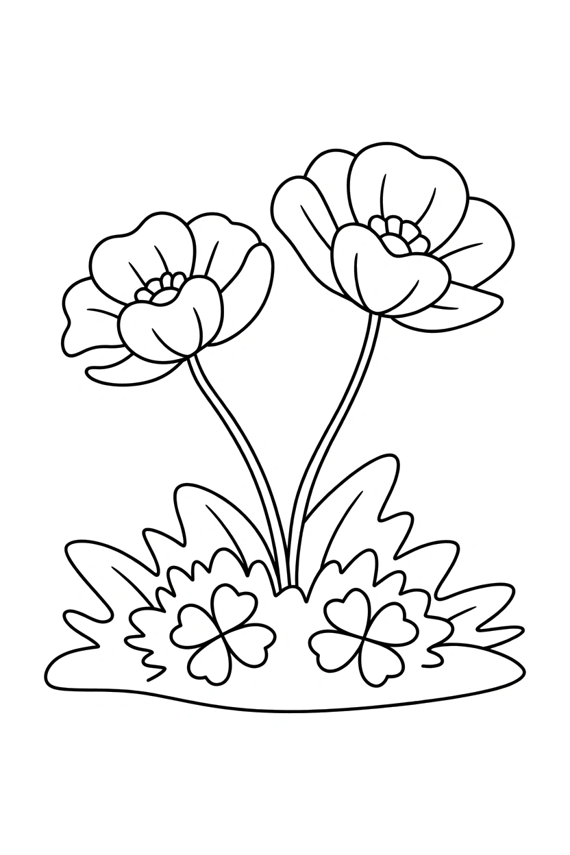 crossed stems clover patch coloring pages