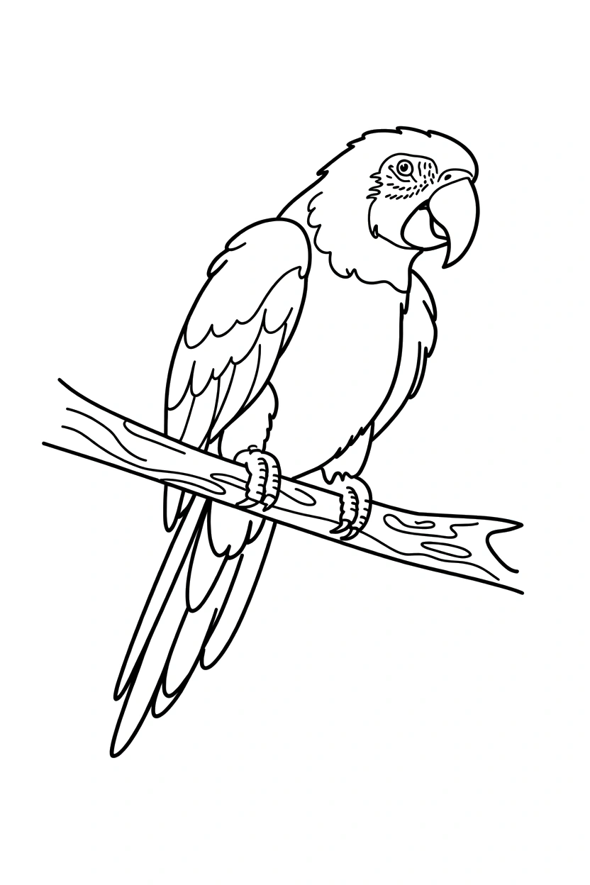 curved branch parrot climbing coloring pages