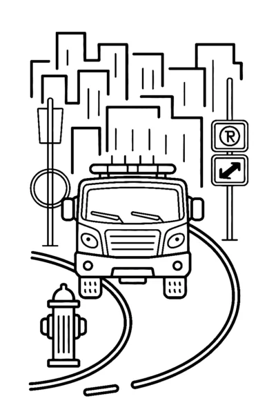 curved road barriers overhead drawing