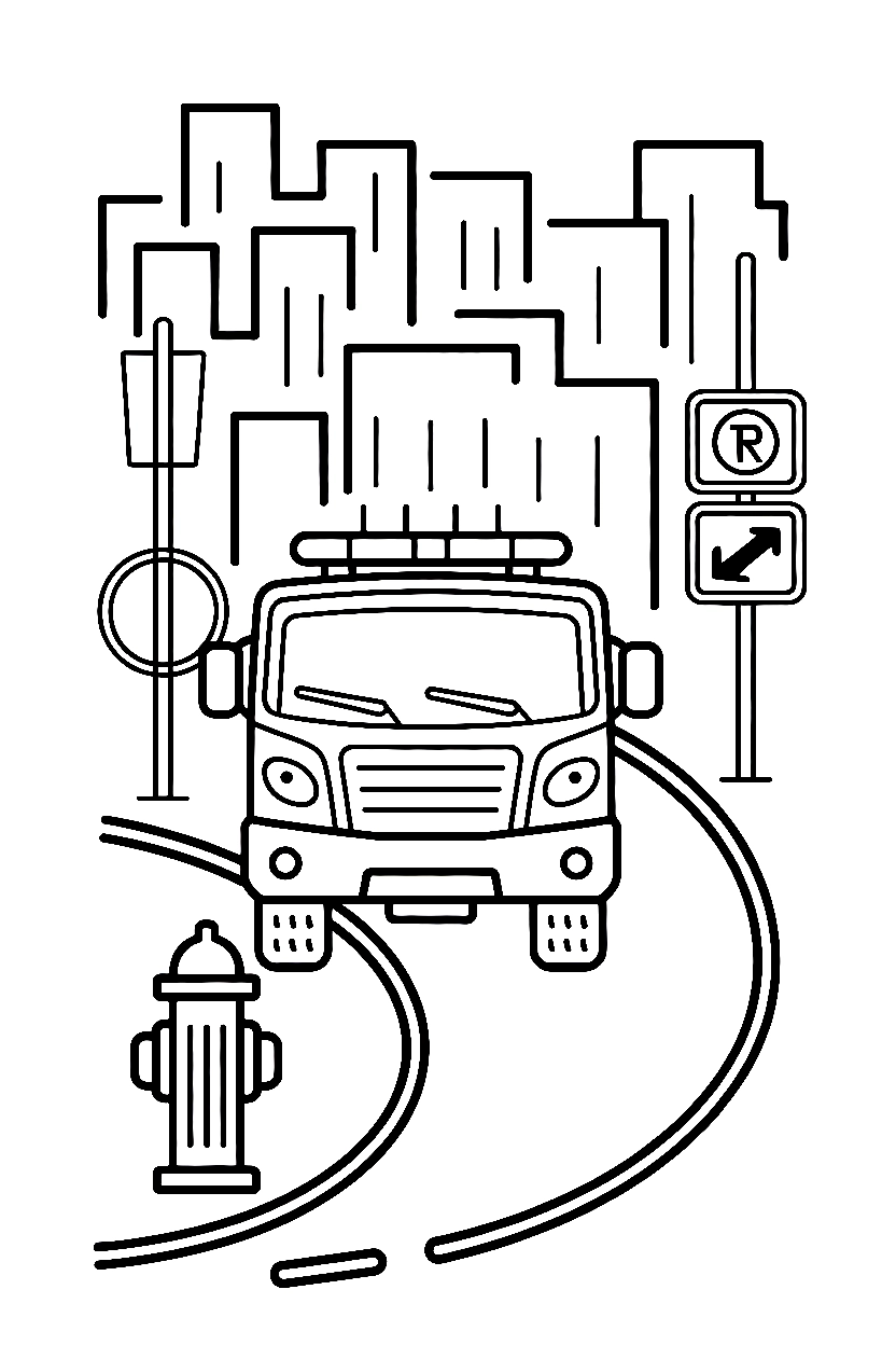 curved road barriers overhead drawing