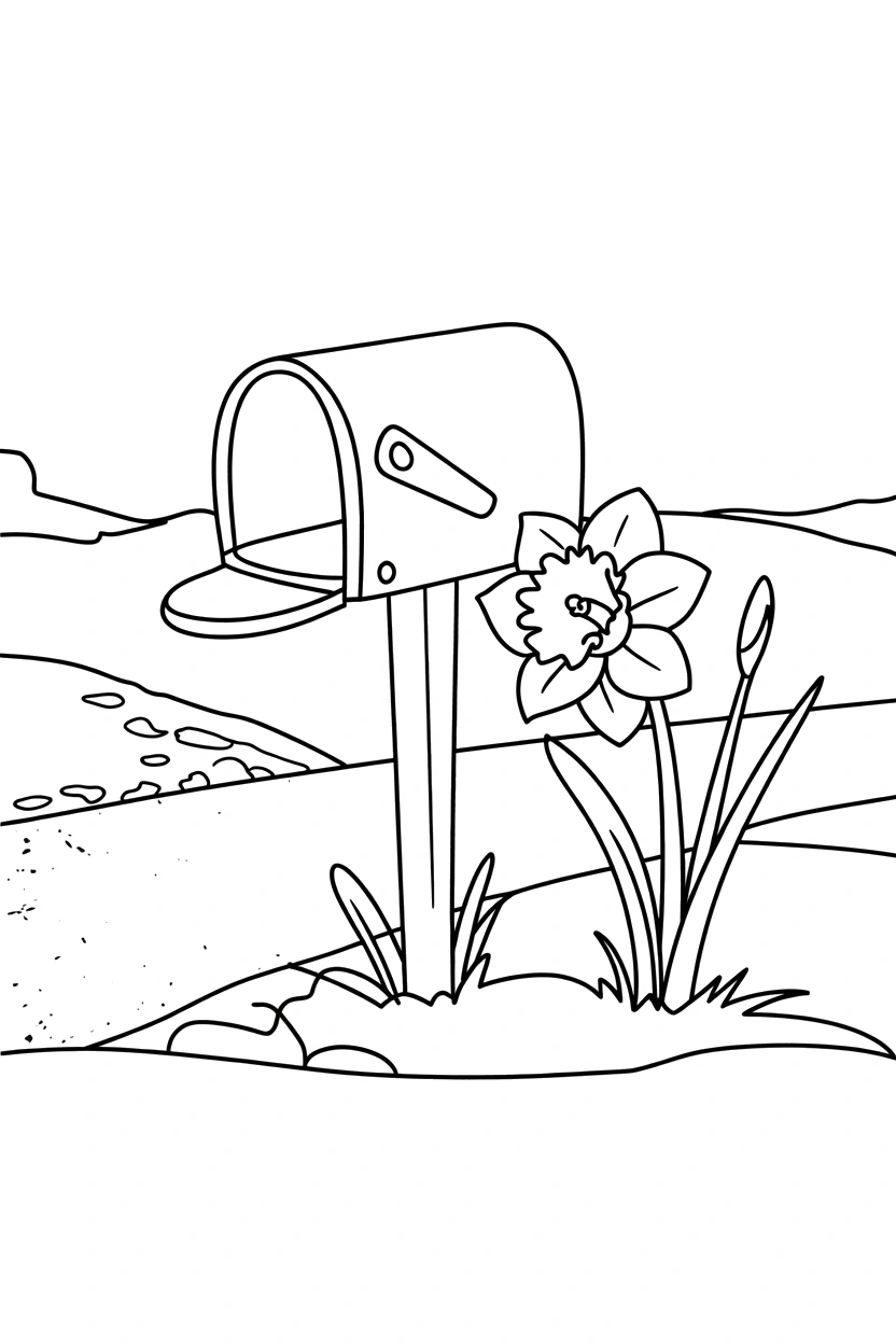 daffodil climbing mailbox drawing