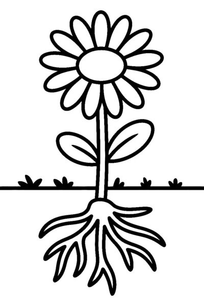 daisy pulling from soil coloring pages