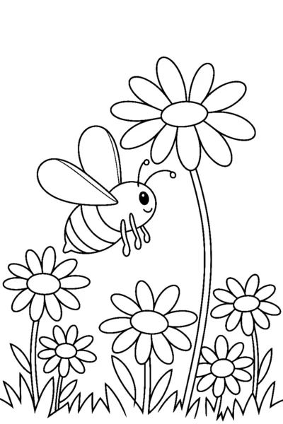 daisy stem bee coloring pages