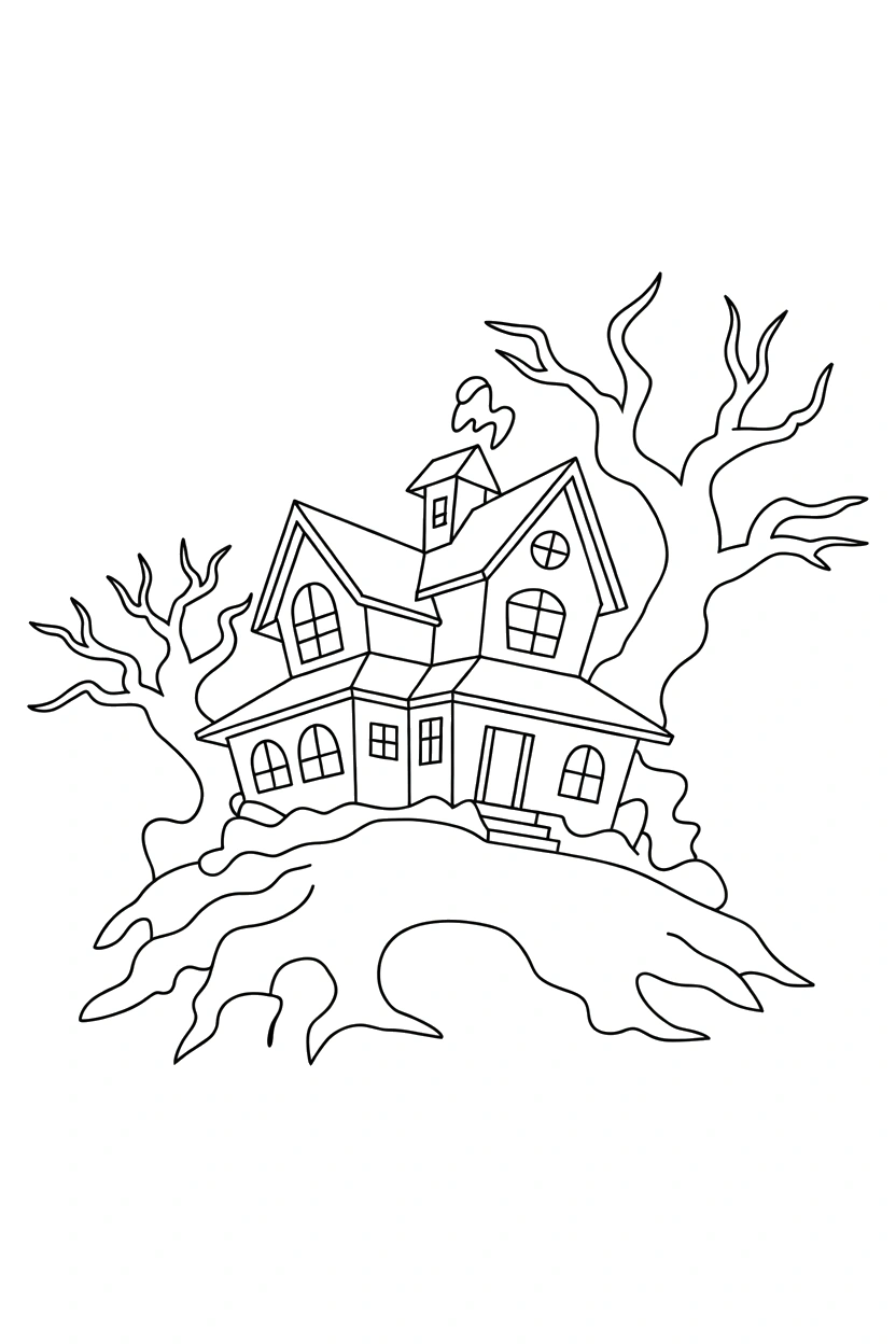 dead trees twisted branches printable sheet