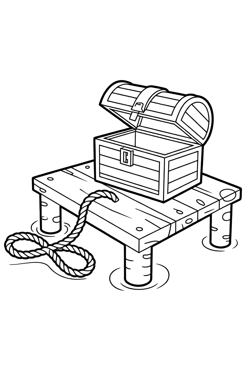 dock planks treasure chest scene drawing dock planks treasure chest scene drawing