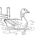 Long Necks Curved Over Pond Edges and Grass dock-post-resting-goose-coloring-pages