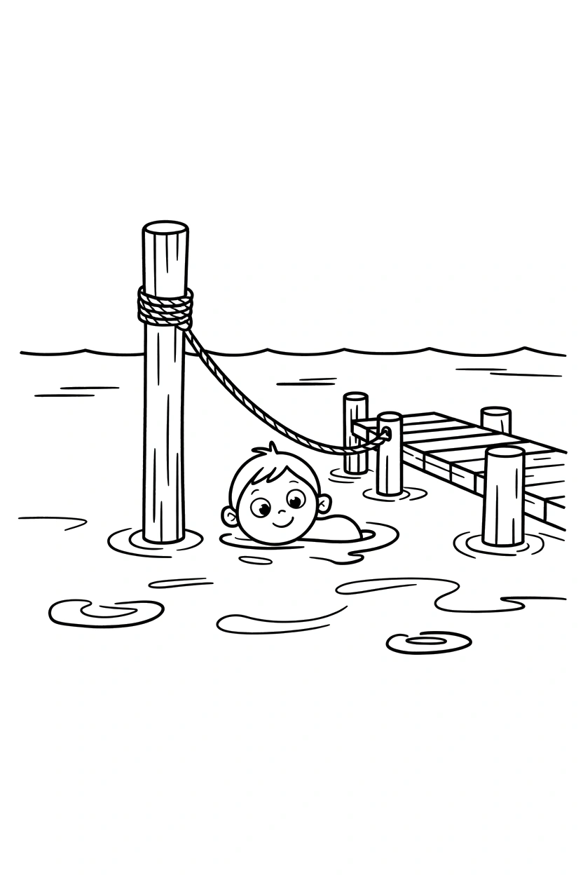 dock rope post shoreline printable sheet