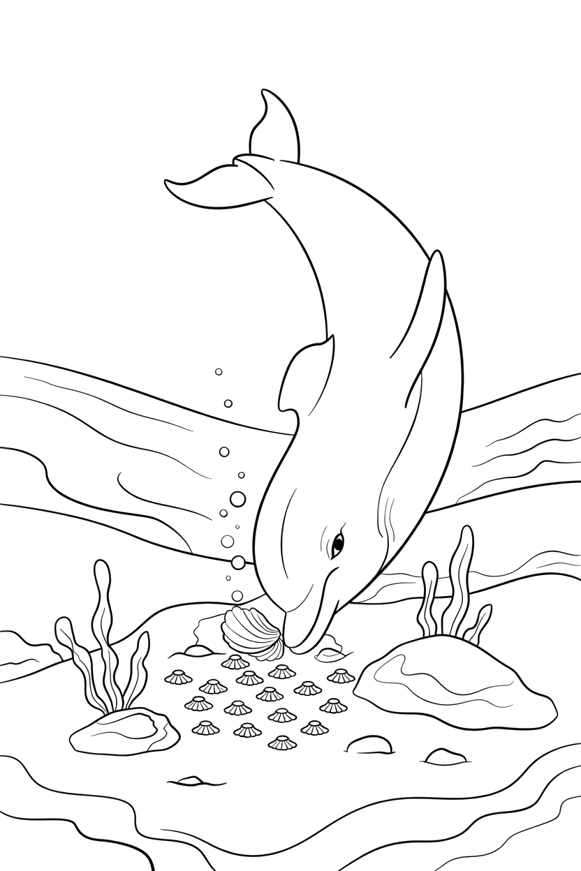 dolphin arranging shells seafloor coloring pages dolphin arranging shells seafloor coloring pages