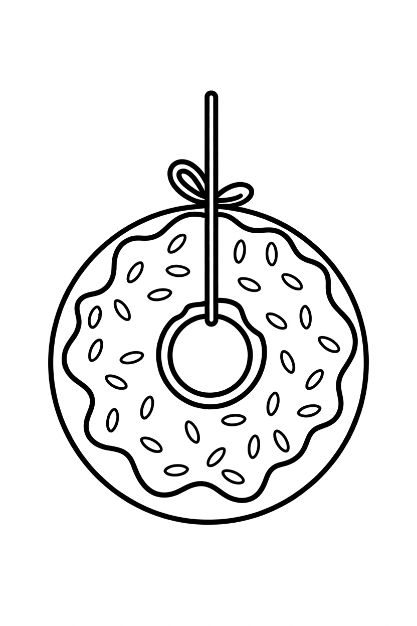 donut hanging from string drawing donut hanging from string drawing