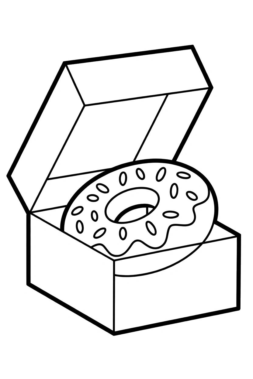 donut in box flap coloring pages