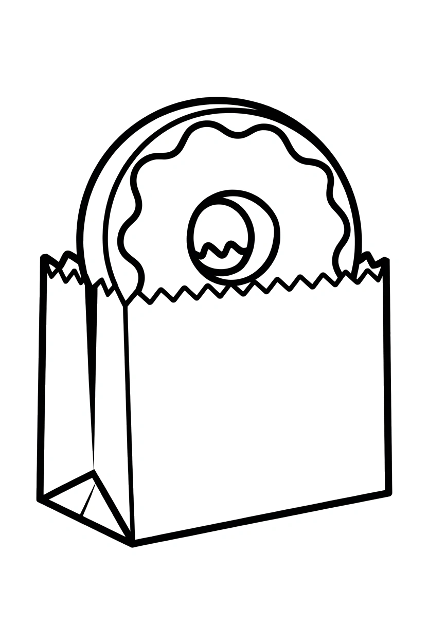 donut inside paper bag coloring pages donut inside paper bag coloring pages