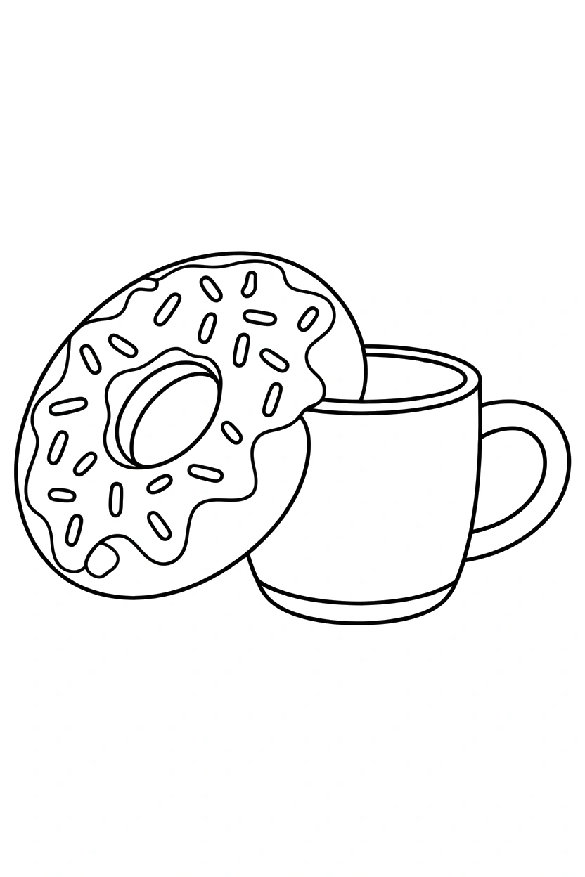 donut leaning beside mug coloring pages donut leaning beside mug coloring pages