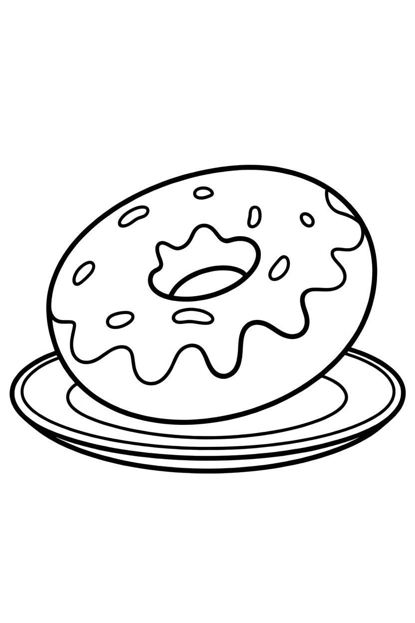 donut with drip on plate printable sheet donut with drip on plate printable sheet