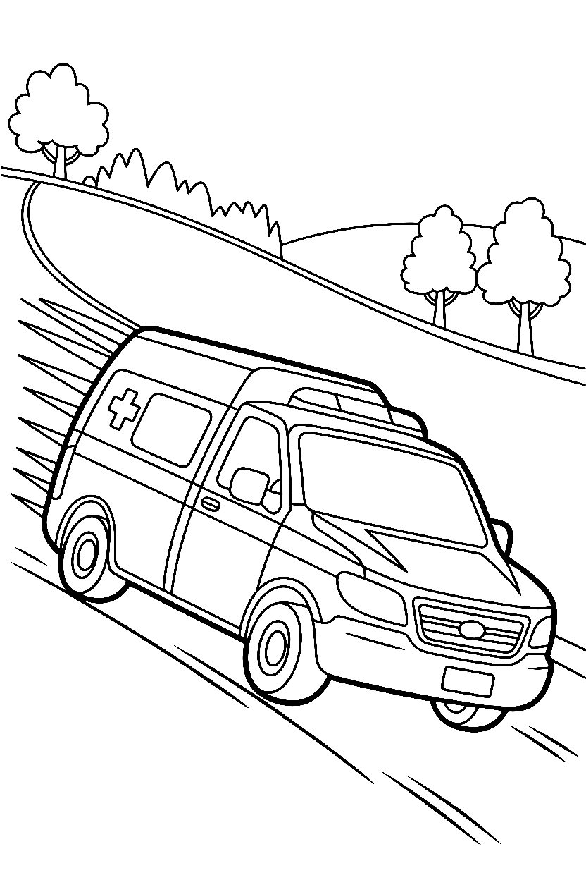 downhill slope ambulance coloring pages