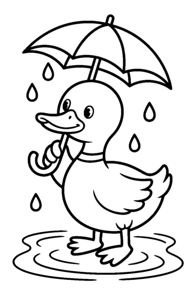 duck holding umbrella drawing
