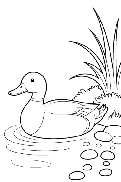 duck resting rock drawing