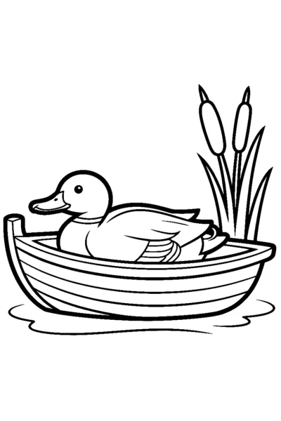 duck rowboat shore printable sheet