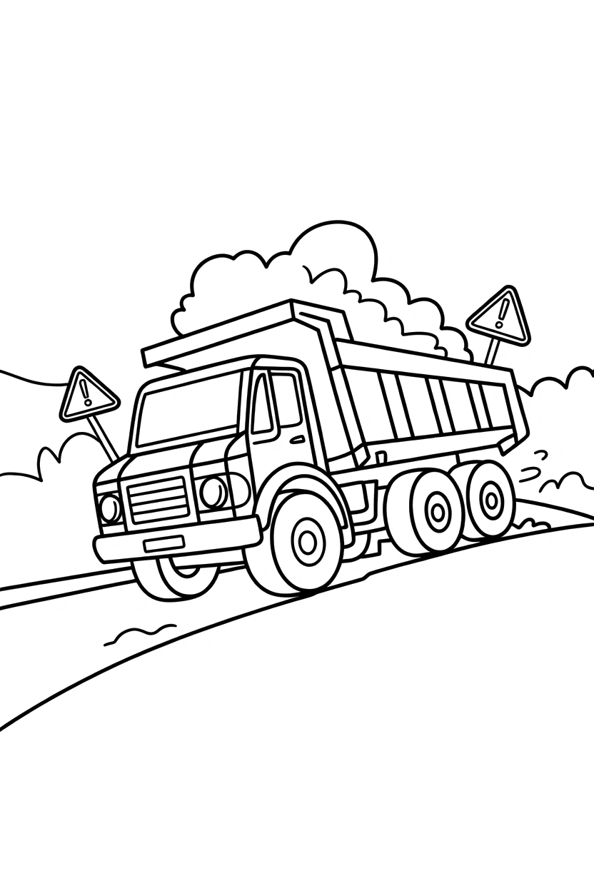 dump truck downhill slope drawing