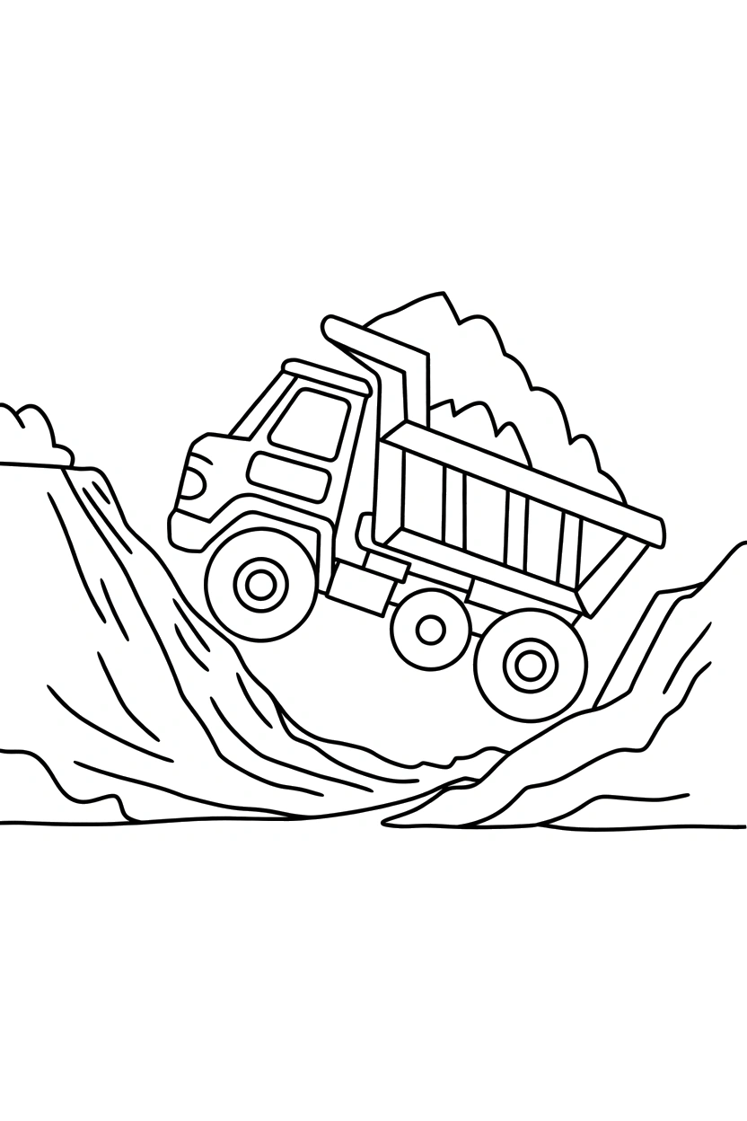 dump truck excavation climb coloring pages