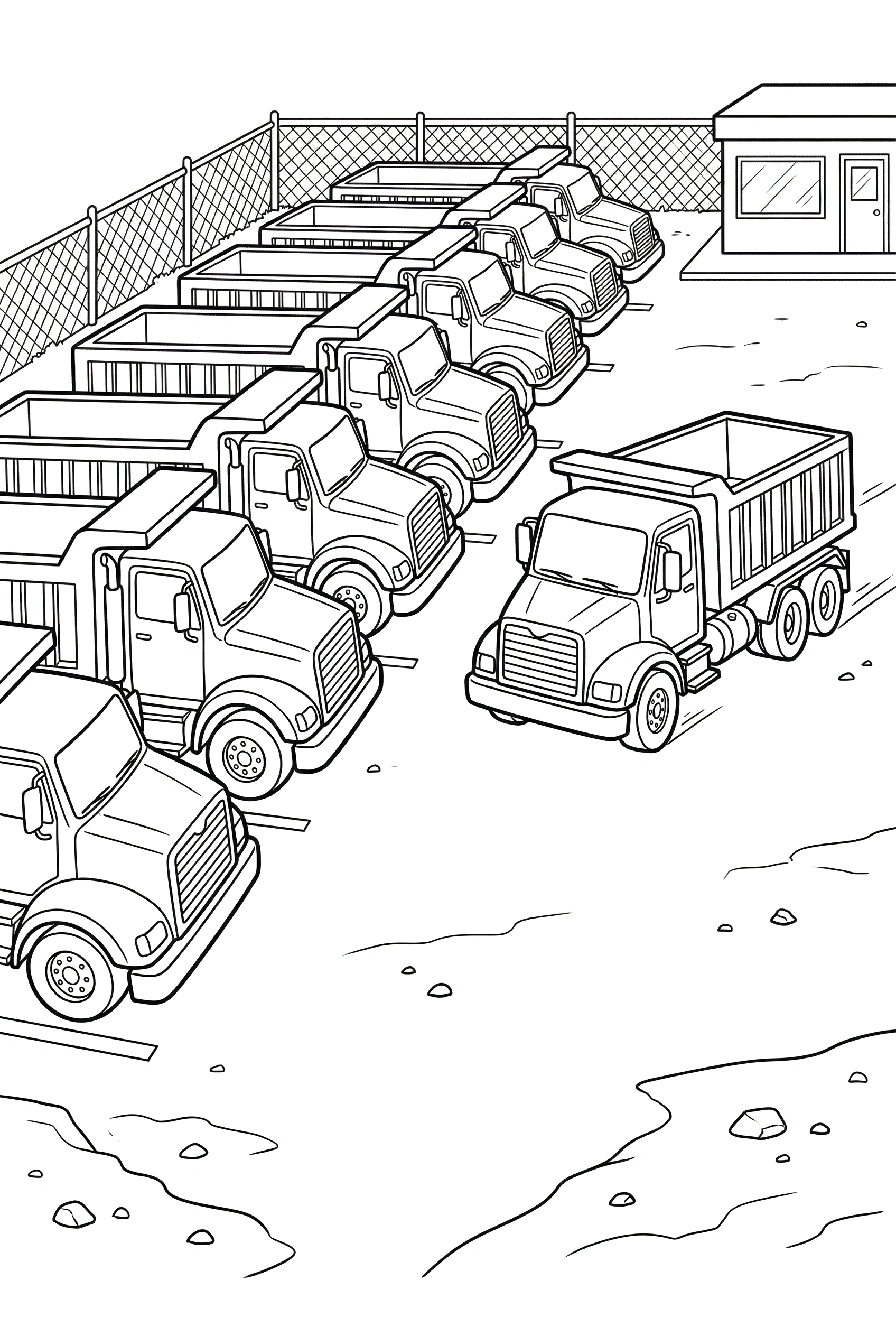 dump truck fleet yard coloring pages