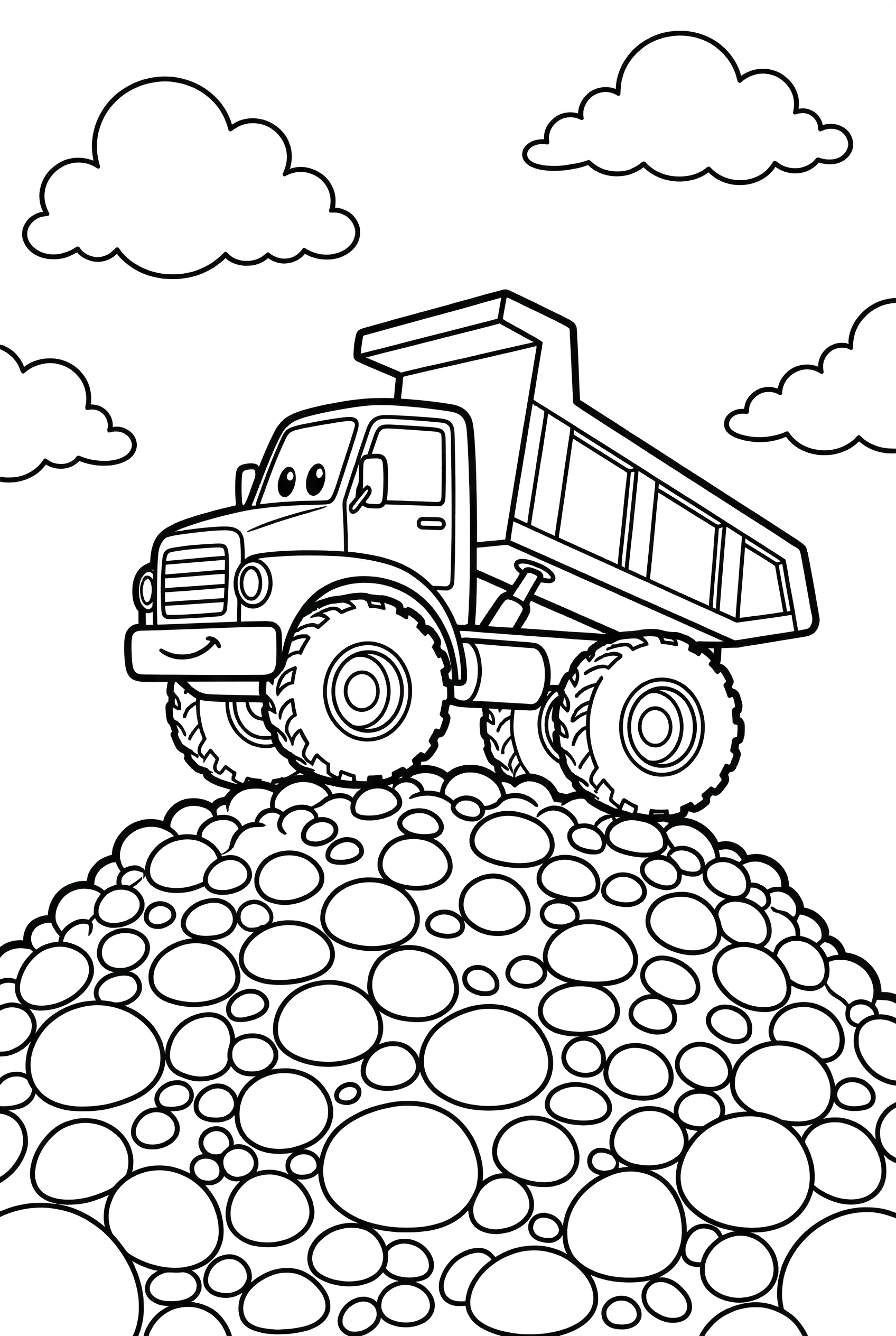 dump truck gravel hill coloring pages