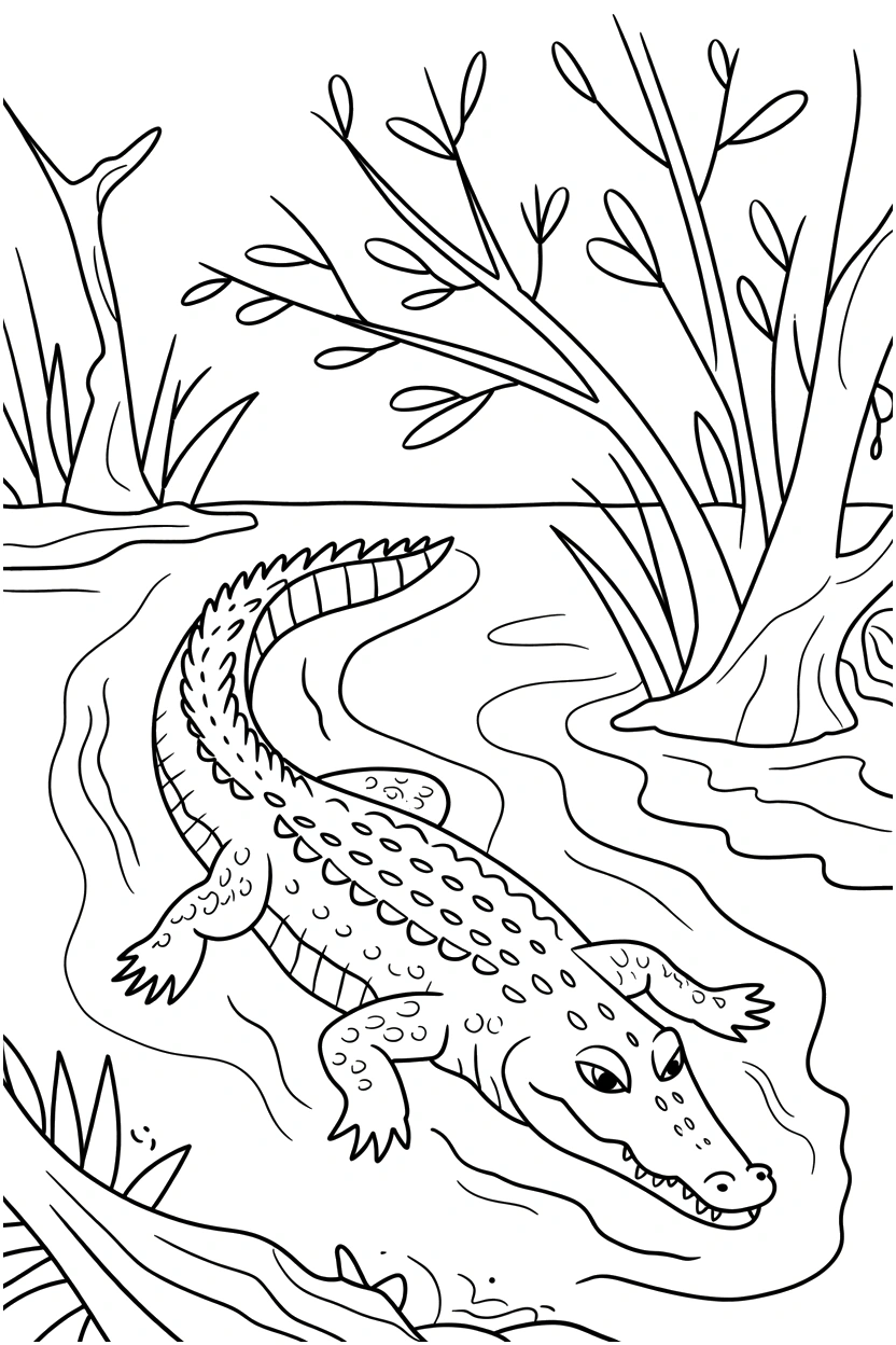 easy crocodile coloring page easy crocodile coloring page