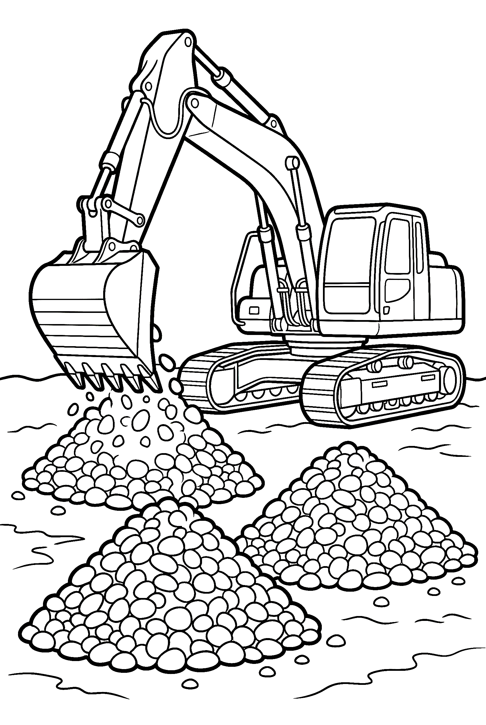 excavator arranging gravel coloring pages