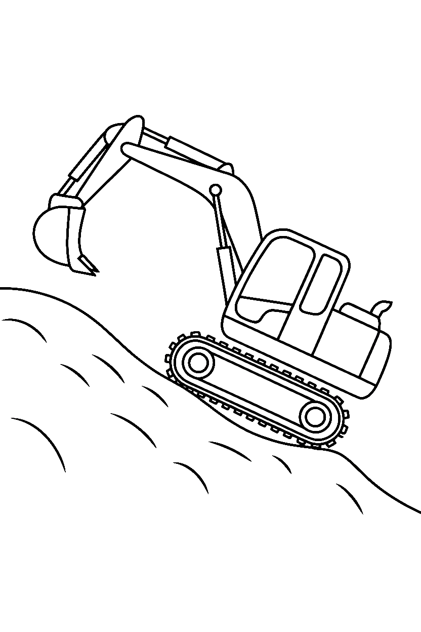 excavator climbing slope coloring pages