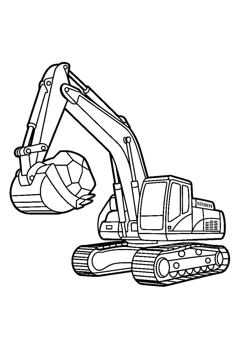 excavator holding rock drawing