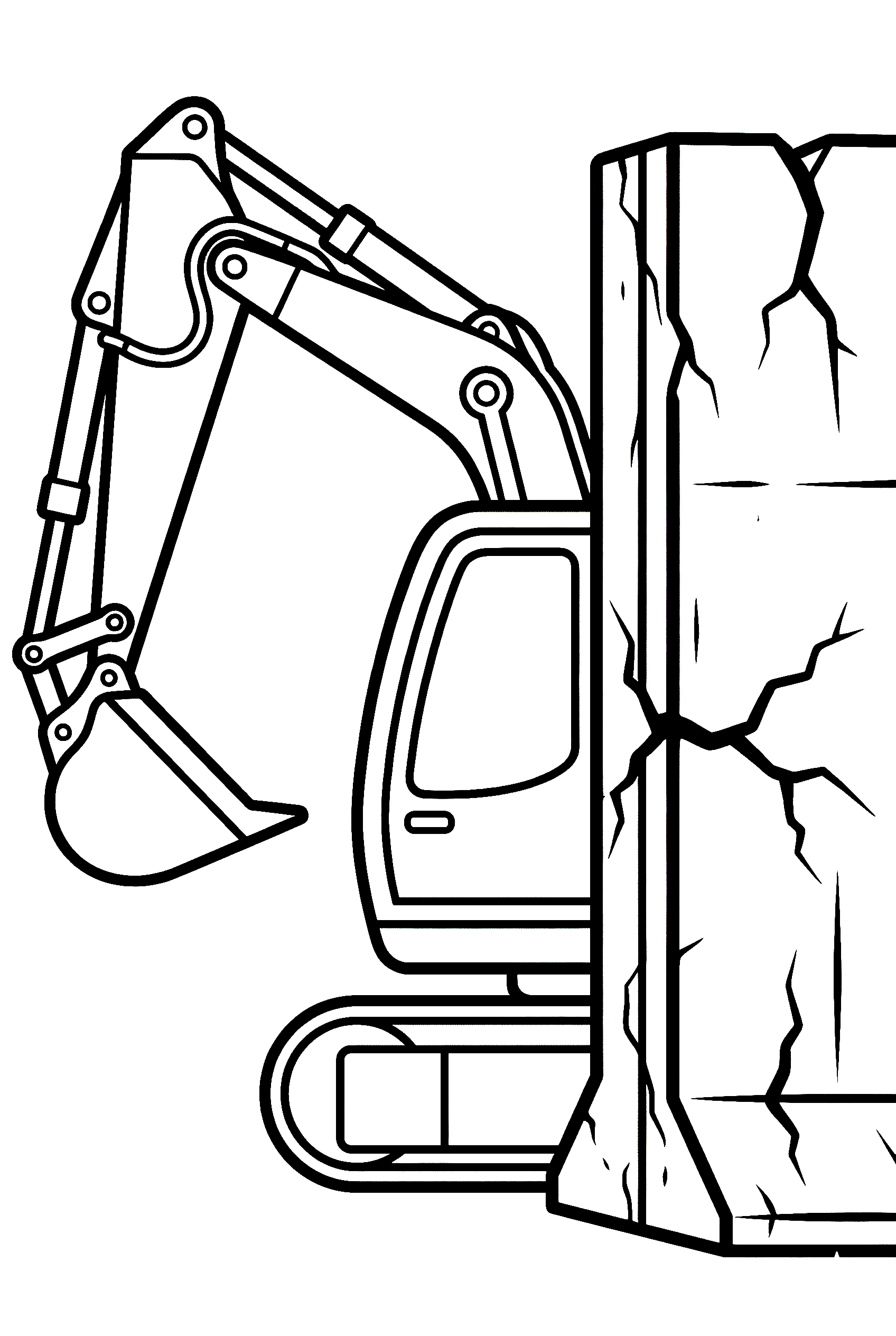 excavator peeking barrier coloring pages