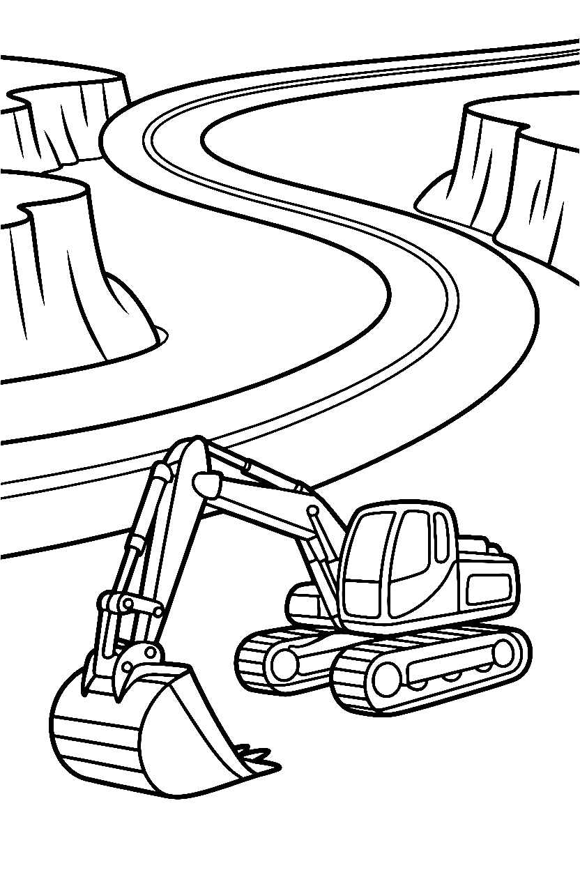 excavator pulling forward printable sheet