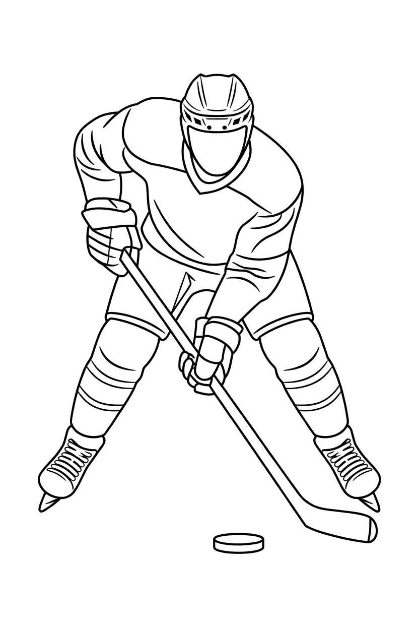 faceoff stance with bent knees hockey coloring pages
