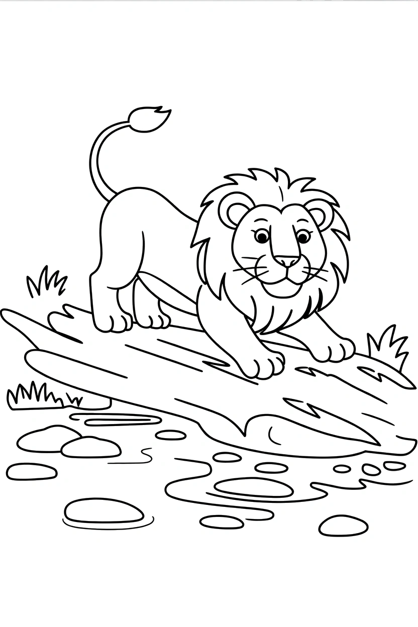 fallen log pondside drawing