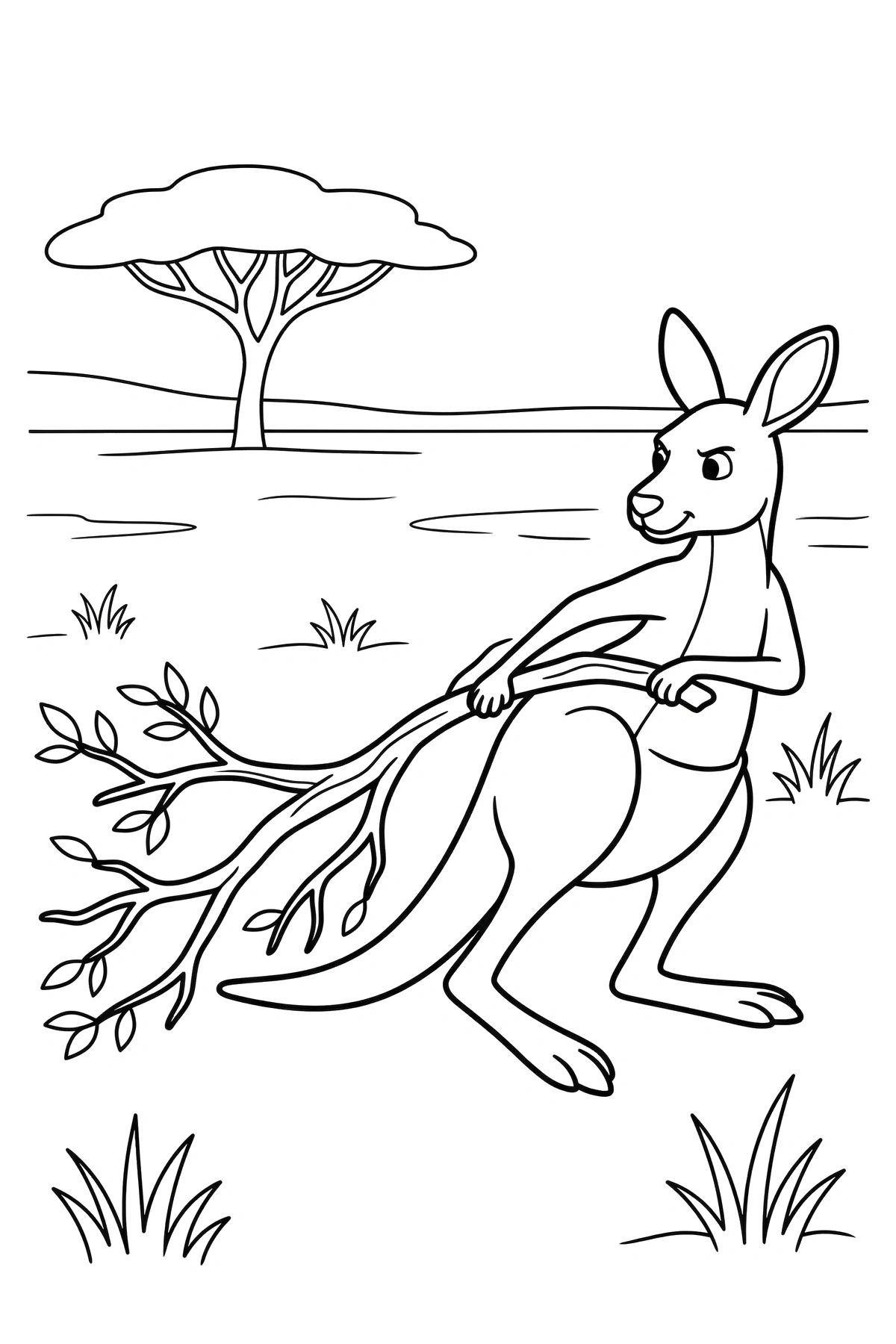 field kangaroo pull coloring page
