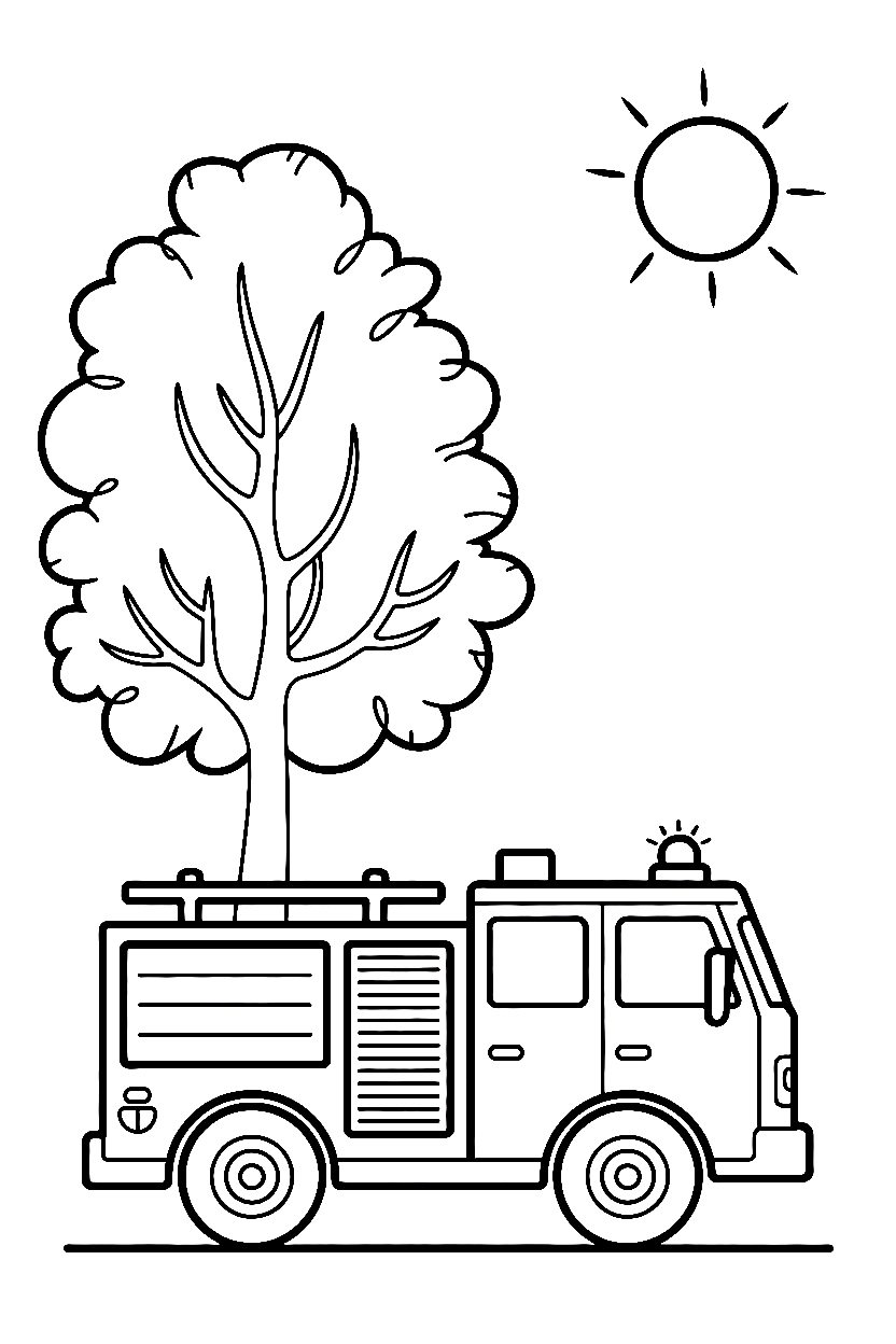 fire truck curb side coloring pages