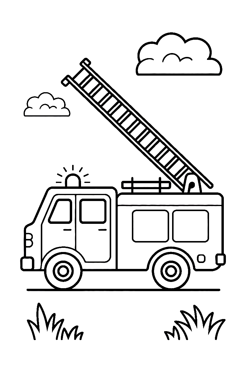fire truck ladder parked coloring pages