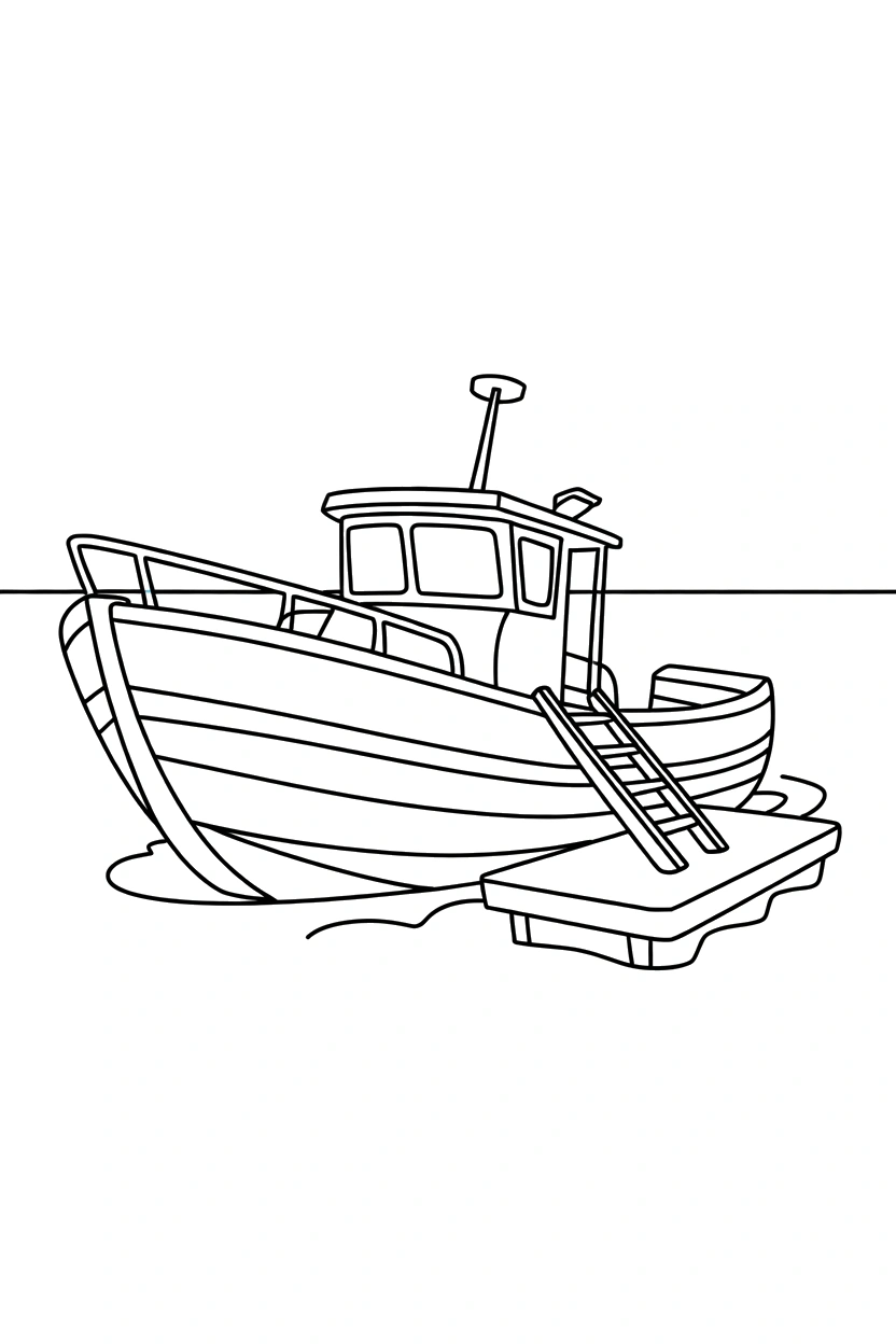 floating dock ladder side coloring pages