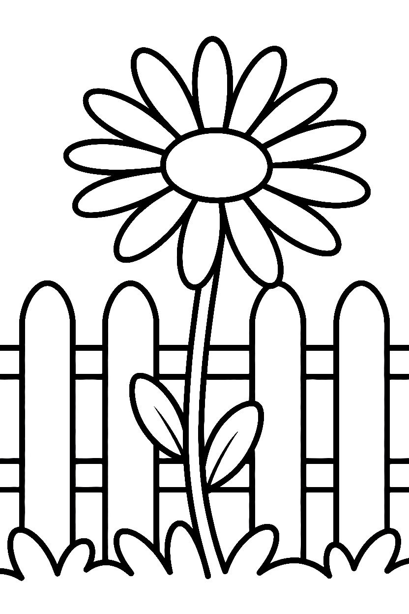 flower against fence printable sheet