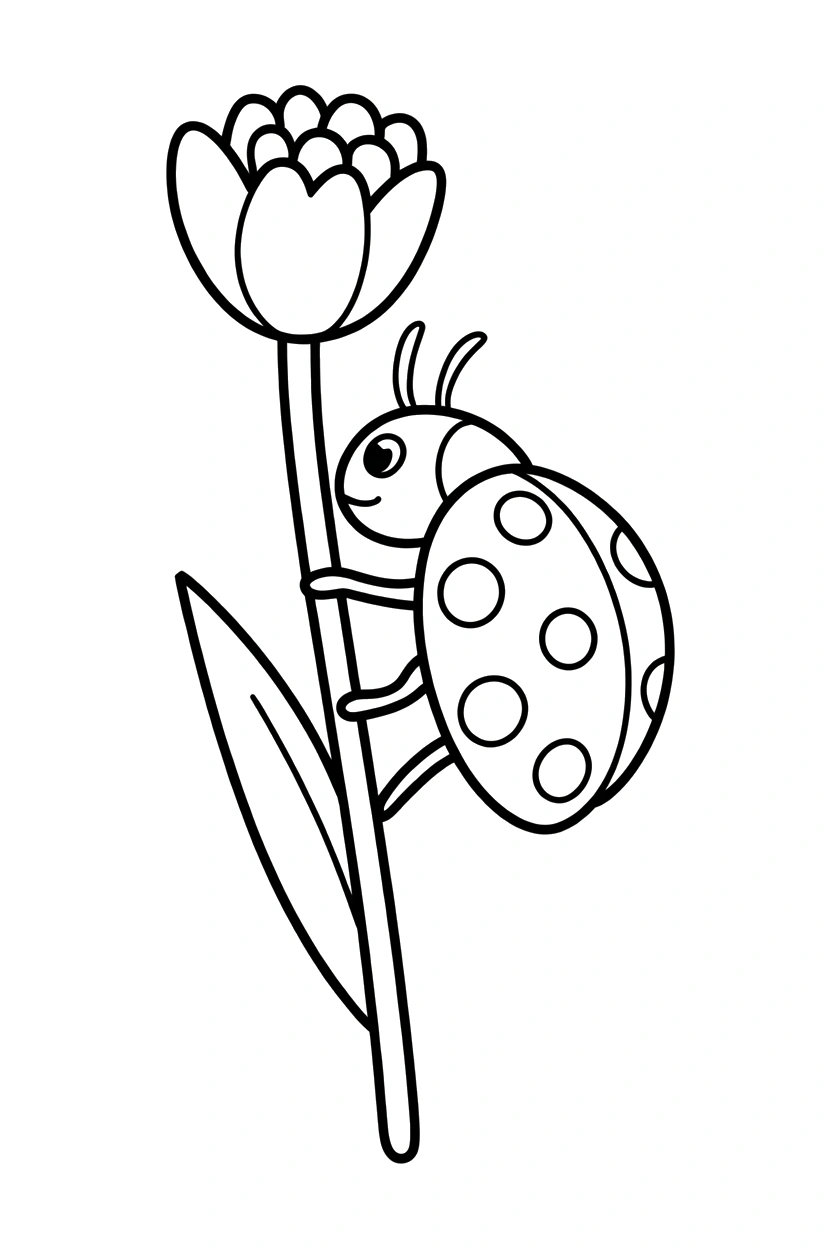 flower stem ladybug climb coloring pages
