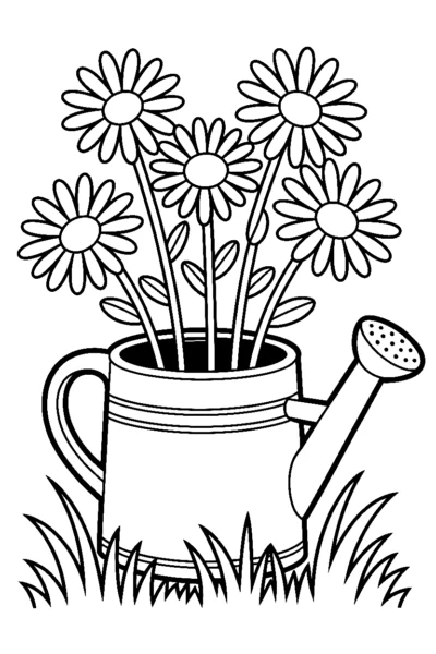 flowers resting watering can printable sheet