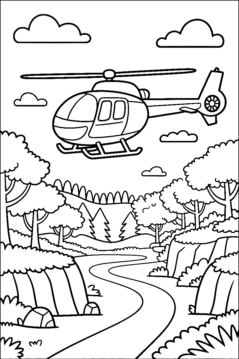 forest clearing canopies trail drawing