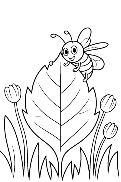 garden leaf peeking coloring pages