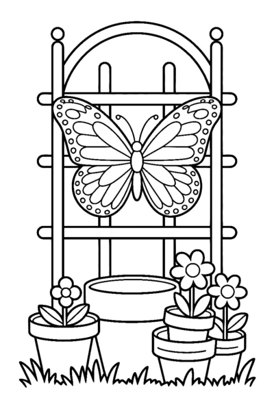 garden trellis with vines butterfly coloring pages