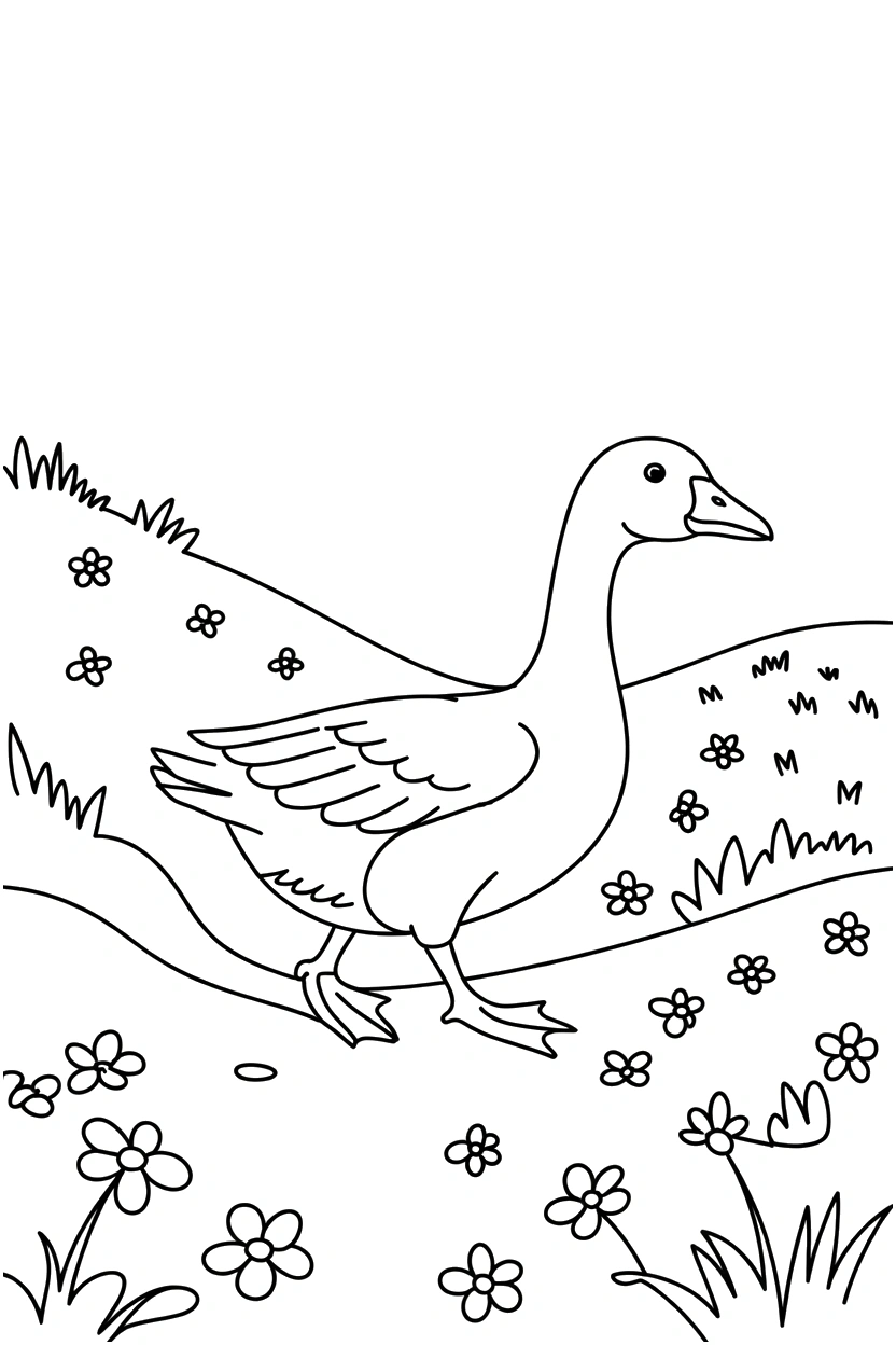 gentle slope goose climbing drawing