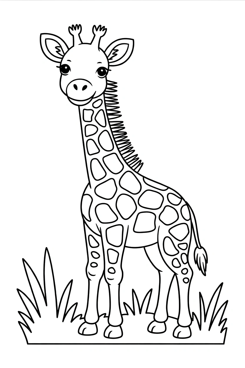 giraffe standing tall grass printable sheet