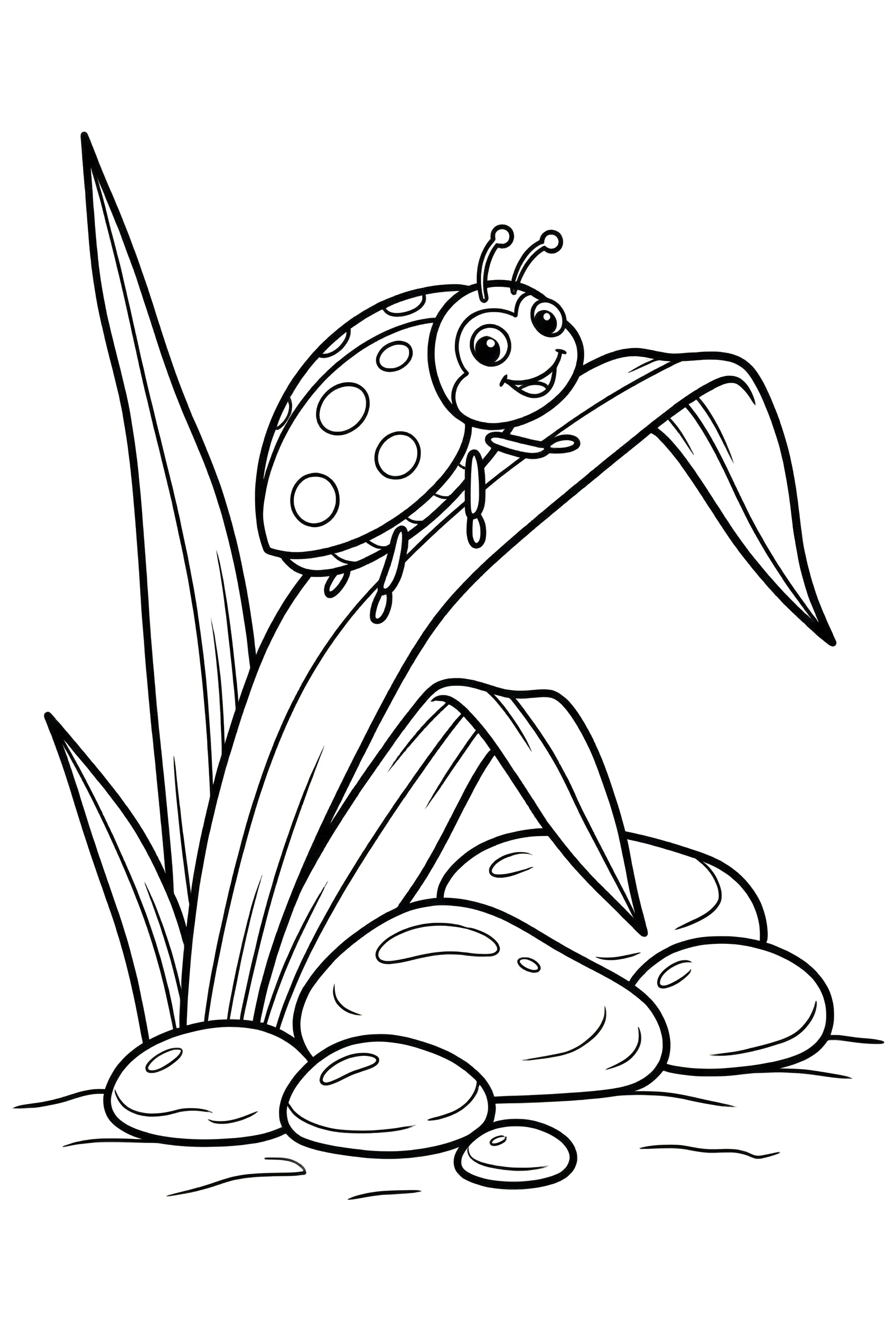 grass blade ladybug coloring page