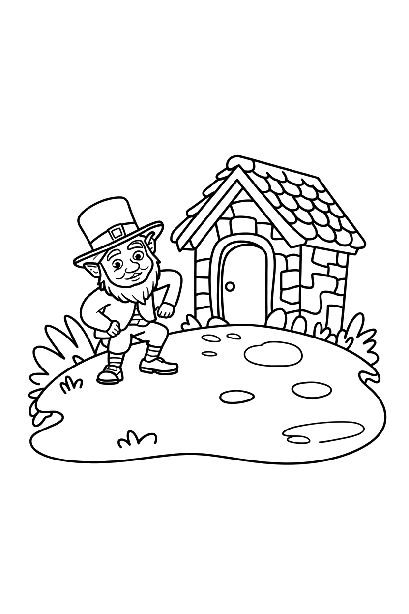 grassy hill leprechaun cottage coloring pages
