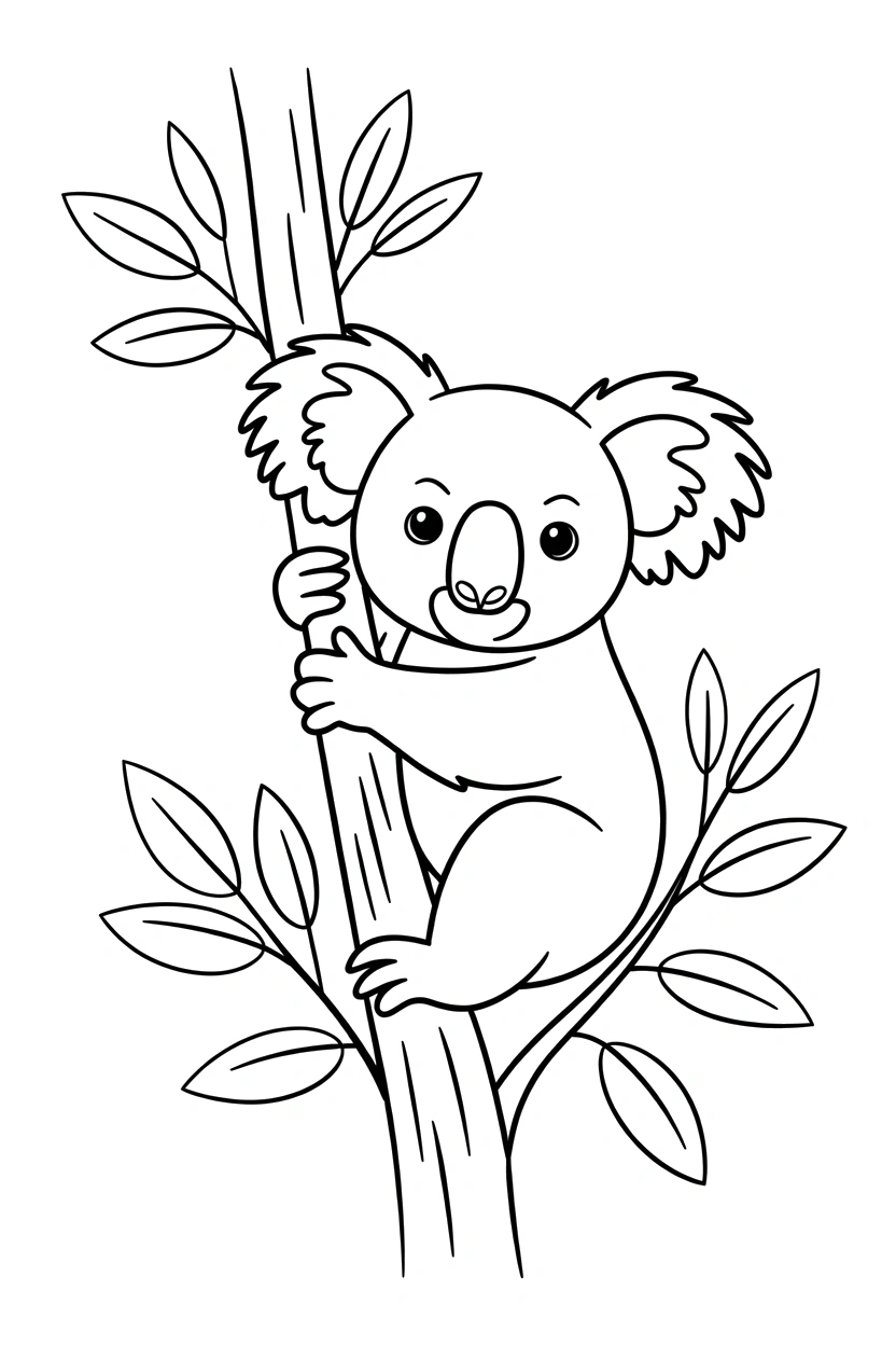 gripping koala vertical branch printable sheet