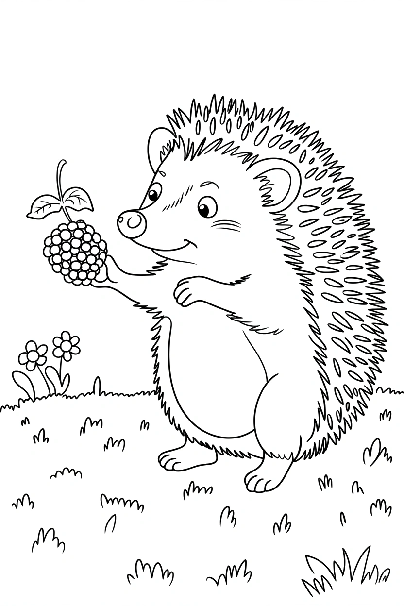 hedgehog pulling berry forward printable sheet