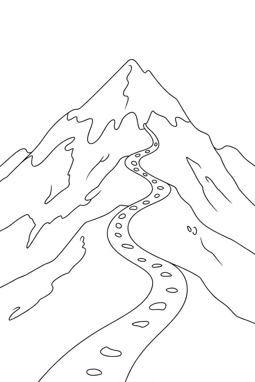 hiking trail with peak mountain printable sheet